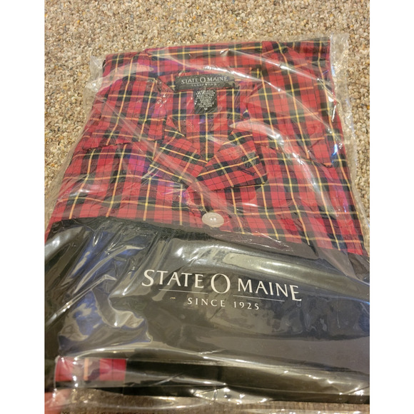 NWT State O Maine Red Plaid Flannel Sleepwear Pajama Set Men's Size Medium - Picture 3 of 9